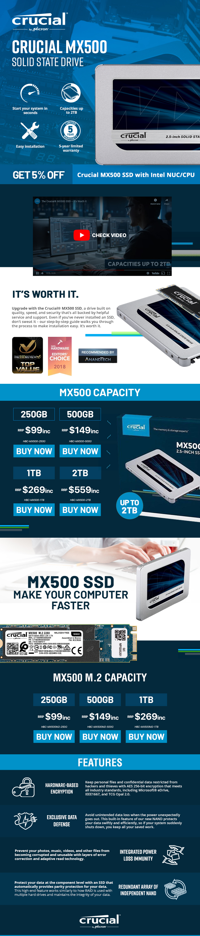 Crucial MX500 SSD Intel Bundle